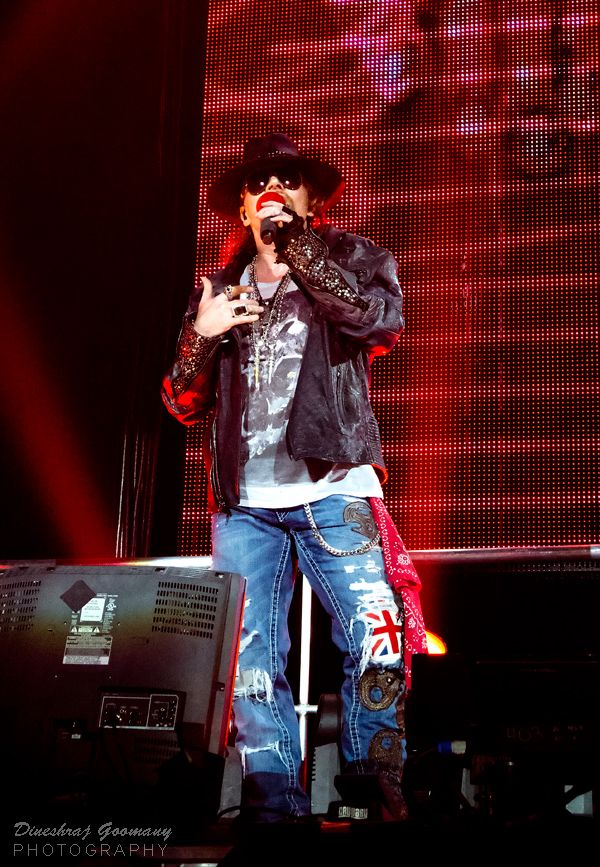 Axl Rose performing on stage in London in June 2012