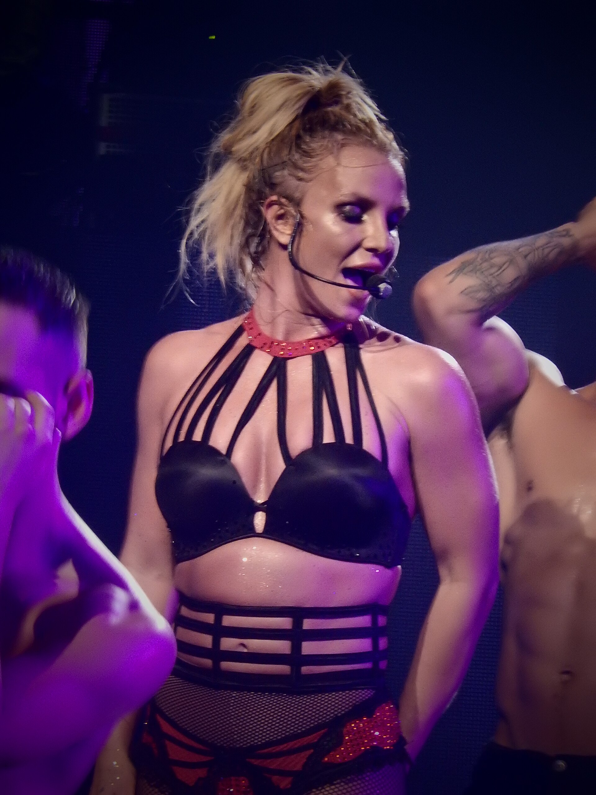 Britney Spears performing on stage at the Roundhouse in London in 2016