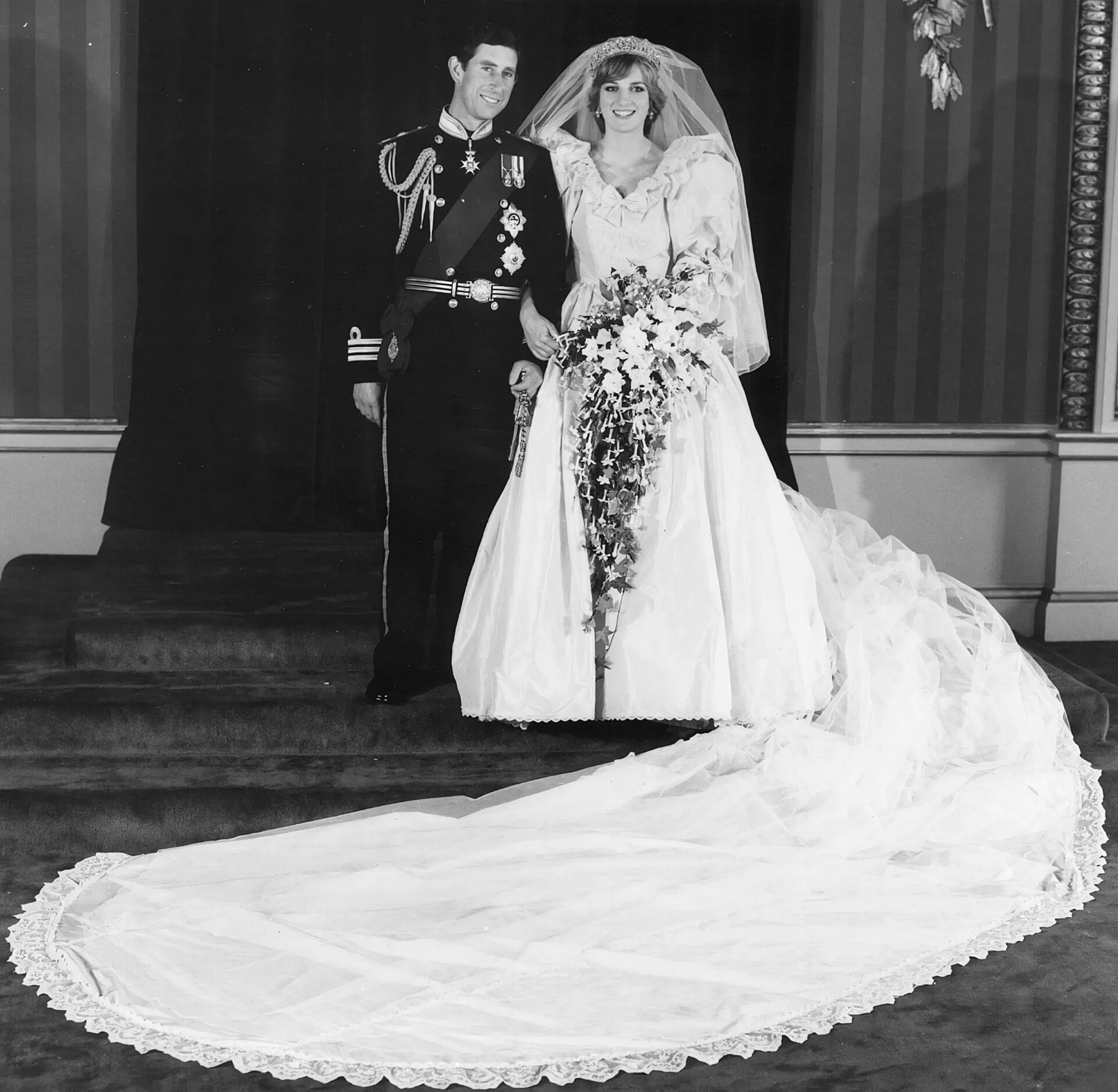 The Prince and Princess of Wales on their wedding day in 1981