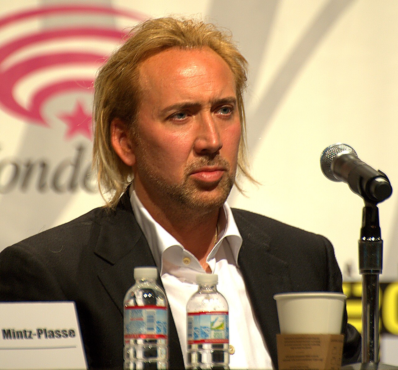 Nicolas Cage photographed at a press conference in 2010