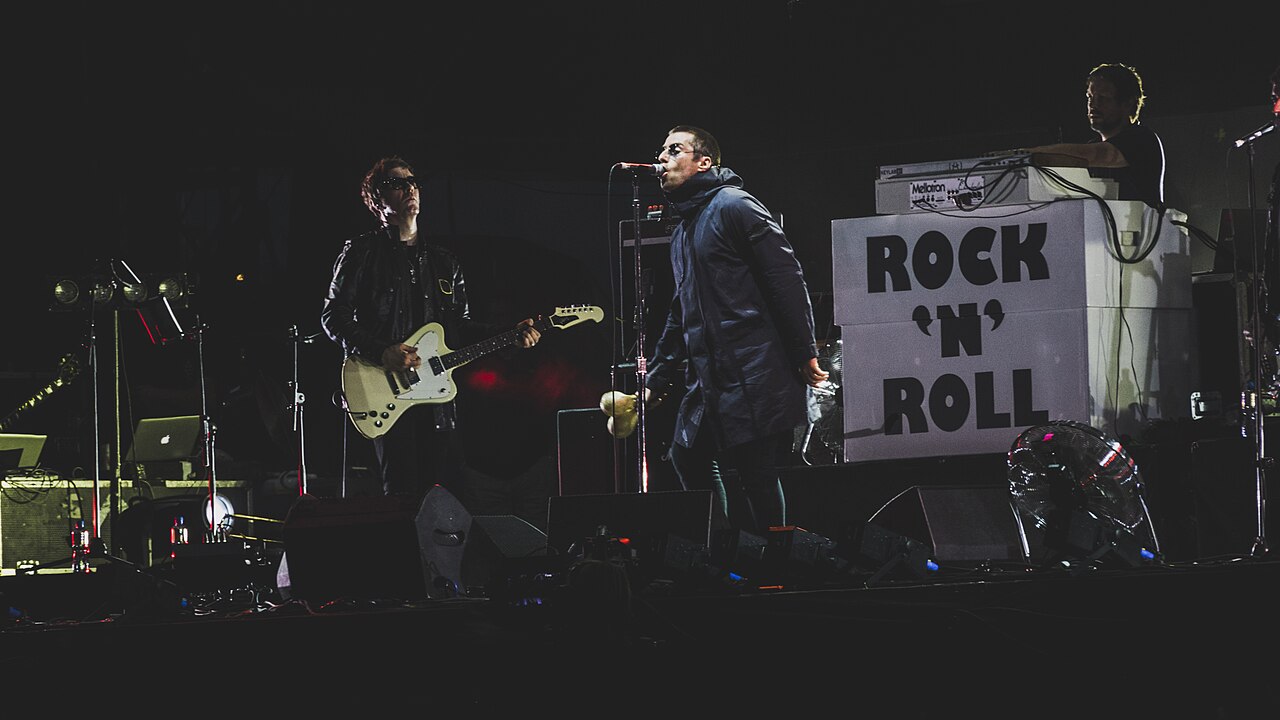 Liam Gallagher performing on stage at the Reading Festival in August 2017