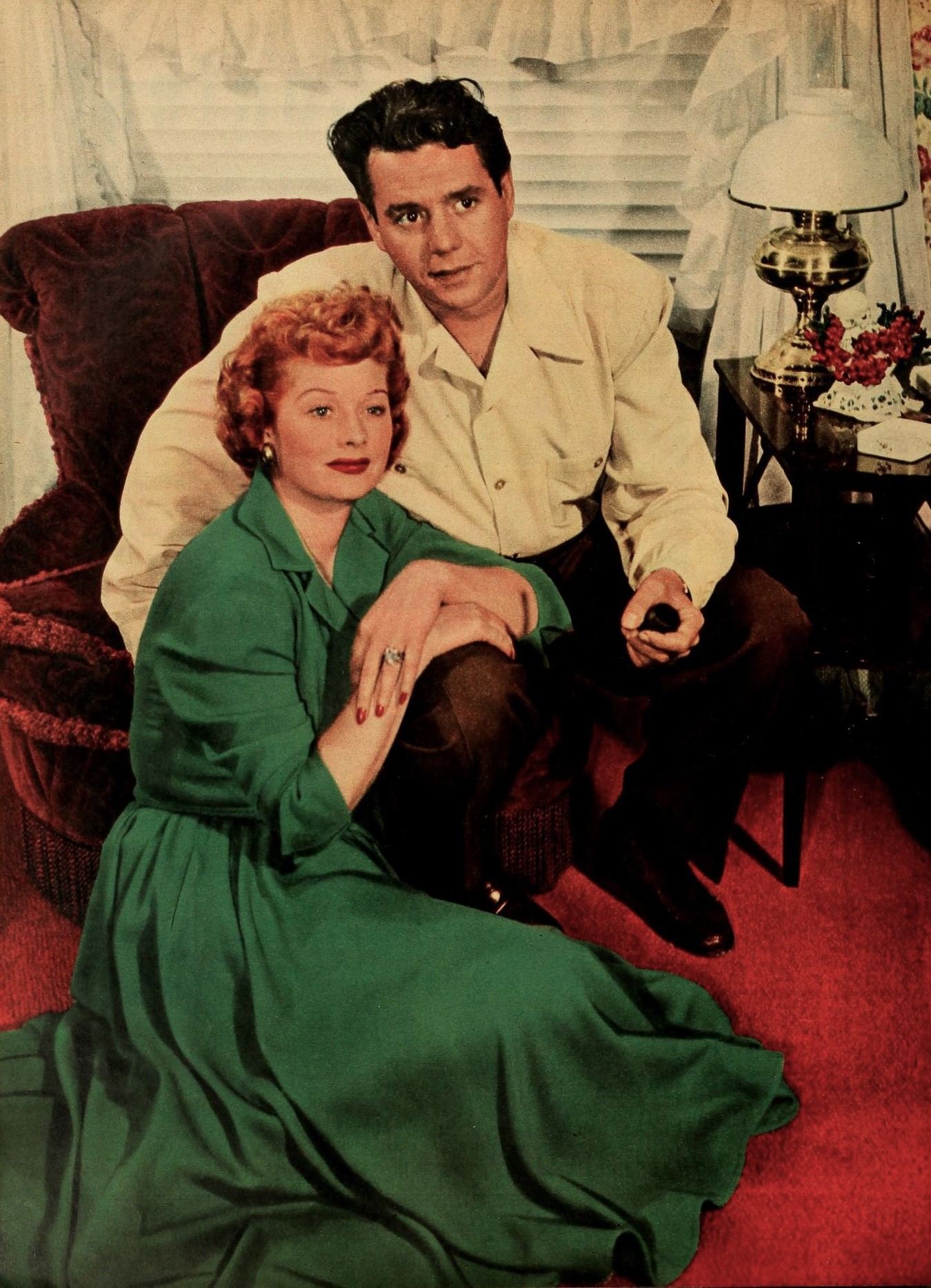 Lucille Ball and Desi Arnaz photographed together in 1952