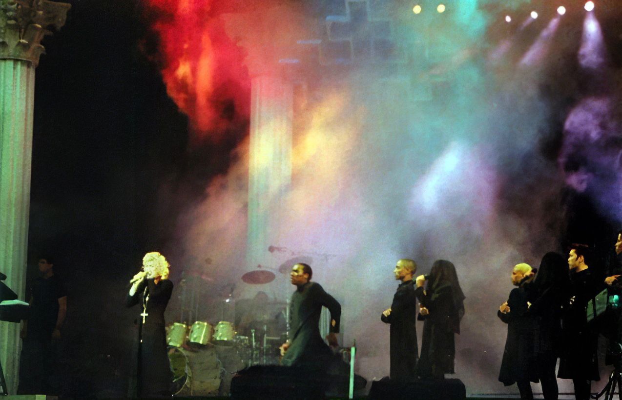 Madonna performing Like a Prayer on stage during the 1990 Blond Ambition World Tour